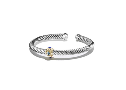 Two Tone Plated Thick Twisted Open Cuff Bracelet